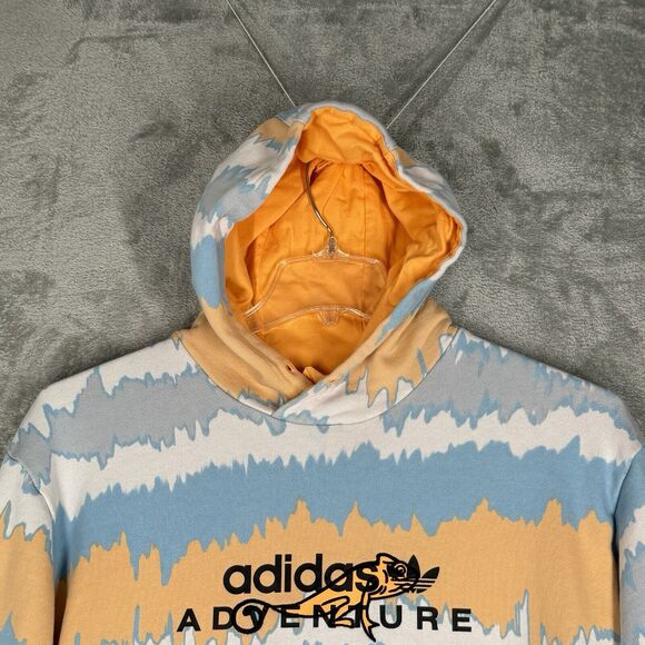 Adidas Adventure AOP Sweatshirt Men Medium Orange Blue Zig Zag Stripe Streetwear - Picture 4 of 12